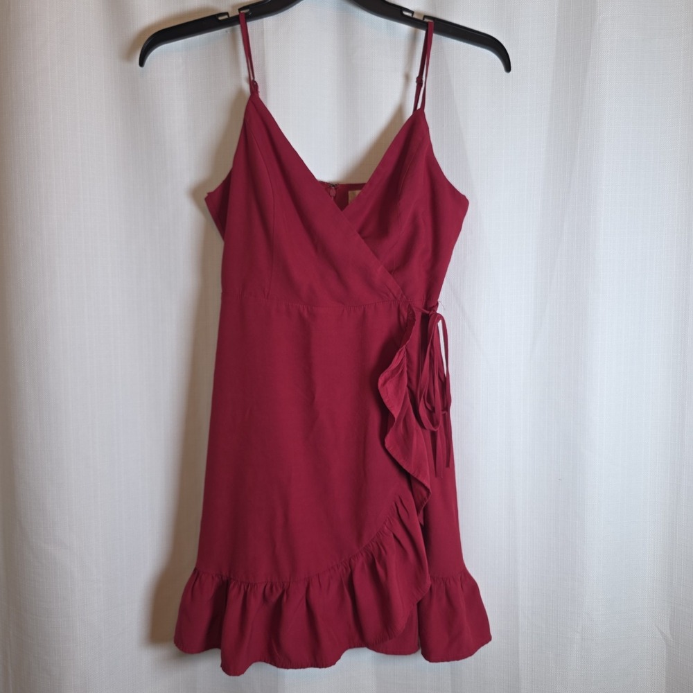 Altar'd State Katrina Wrap Dress in vibrant red. Size M